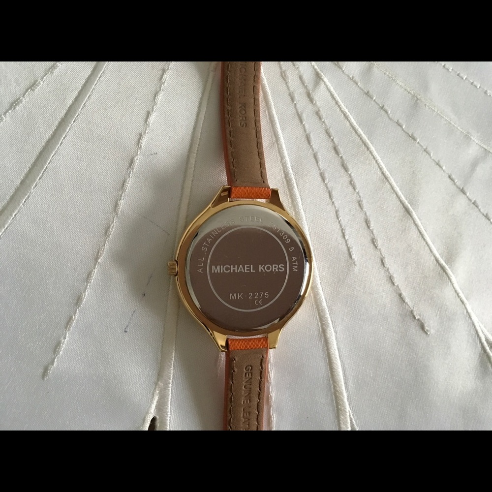 New Auth.Michael Kors Slim Orange Women Watch - Picture 3 of 8